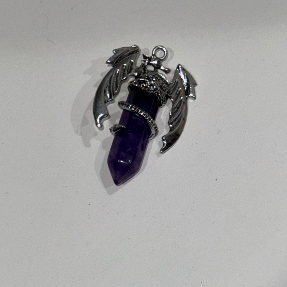 5 for $25 SALE 🎉 Silver and Purple Dragon Pendant Necklace